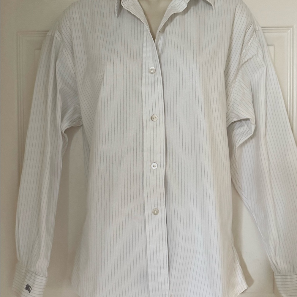 Burberry Cream Pinstripe Women's Blouse
